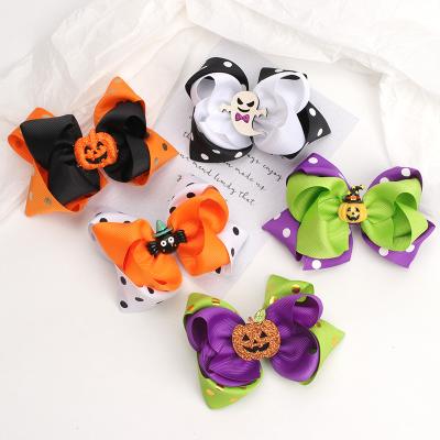 China 4.5 Inch 2pcs/lot Sweet Kawaii Halloween Costume Party Hair Clips Barrette Boutique Cute Ghost Hair Clip Pumpkin Hairpin for sale