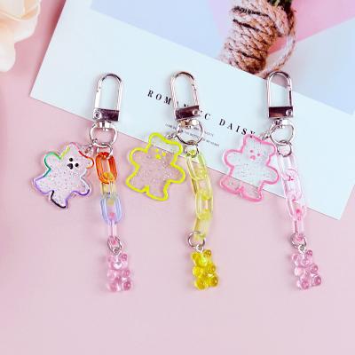 China Fashionable Cute Open Gummy Bear Key Chain Jelly Bears Keychain Jelly Color Ring Chain Keyring Mobile Phone for sale