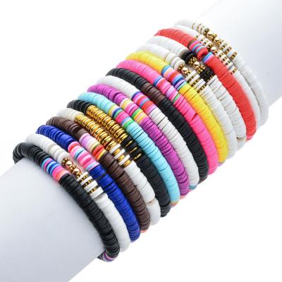 China CLASSIC Adjustable Strand Copper Spacer Charms Colored Polymer Clay Beaded Bracelet for sale