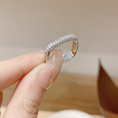 China Anello Quadrato CLASSIC Cold Wind Silver Plated Cubic Zircon Opening Ring Square Zircon Wedding Ring For Party for sale