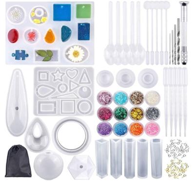 China Europe 94 PCS Crystal Epoxy Silicone Mold Resin Opener Manual DIY Set Bracelet Pendant Mold and Tools for sale