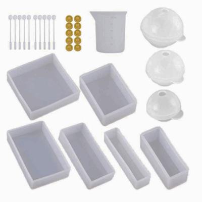 China Silicon Mold Resin DIY Drop Silicone Set 7 Cube Set Viable Crystal Ball Making Mold for sale