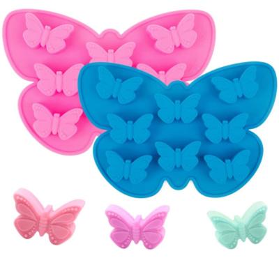 China Disposable Kitchen Silicone Mold 8 Hole Butterfly Shape Pudding Cake Ice Cube Mold DIY Handmade Cupcake for sale