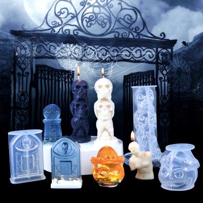 China Viable new Halloween scented candle silicone mold is used for DIY scented candle mold for sale