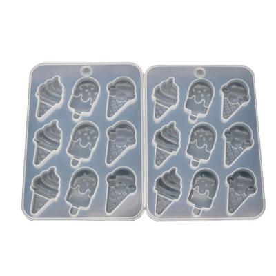 China Diy Viable Silicone Drip Mold Crystal Ice Cream Mold 9 Mirror Even Silicone Handmade Pendant Making Mold for sale