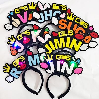 China KPOP Bangtan Boys Wholesale KPOP Idol Goods Cute Colorful Bangtan Boys Flash Led Headband for sale