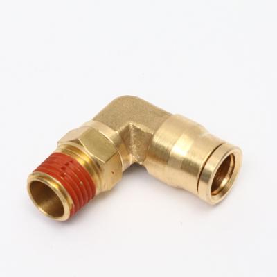 China China Brass Plated 1/8 1/4 3/8 1/2 90 Degree Elbow Brass Swivel Male Air Brake Hose Fittings for sale