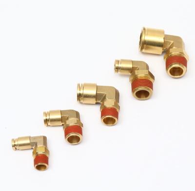 China Custom high quality 90 degree lbow swivel brass male NPT dot air fittings brass quick connecctors for sale