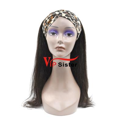 China 100% #1B Virgin Human Hair Brazilian Straight Hair Headband Wig, Unprocessed Glueless Wig Units for sale