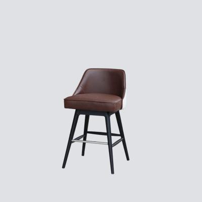 China Modern NS FURNITURE Extremely Comfortable With Back Bar Stool PU Foam Seat Leather Wood Bar Stools for sale