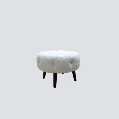 China Wool Faux Feel Touch Buckle Fabric NS FURNITURE Soft Warm Shoes Snitch Wooden Frame Soft Fabric Stool Modern Living Room Furniture for sale