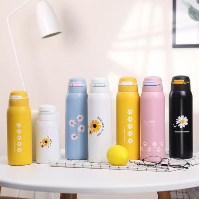 China 2021 New Design Daisy 304 Stainless Steel Vacuum Tea Coffee Mug Leakproof And Double Wall Shockproof Acceptable Customizations Viable for sale