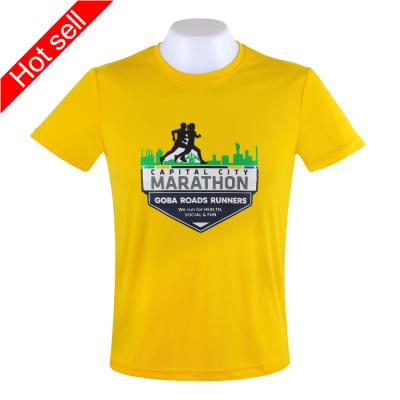 China Breathable Polyester Marathon Shorts Sheath Mens Dri Fit T-shirt Custom Logo Design Round Neck Sport Mens T-shirt Fit Gym Dry for sale