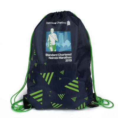 China Eco-friendly Custom Printed Polyester Sports Drawstring Gym Promotional Waterproof Bag for sale