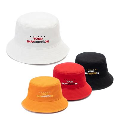 China Comfortable 100% Multi Color Cotton Embroidery Flat Top Bucket Hat For Male for sale