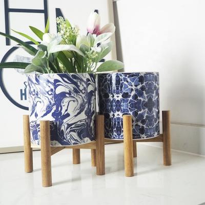 China Modern Blue Bedroom Luxury Water Balcony China Wholesale Indoor Artificial Plants Ceramic Pot Holder Suppliers For Indoor Plants for sale