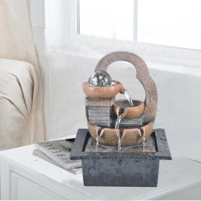 China Modern Style Resin Chinas Stone Rocks Waterfall Fountain Battery Powered Artificial Water Features Indoor for sale