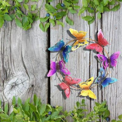 China Art Decor Outdoor Animal Hand Painted Metal Sculpture Hand Painted Art Poster Decoration Home Decor 3D Metal Butterfly Wall Picture for sale