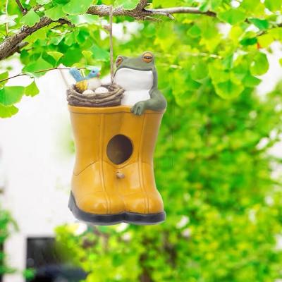 China Eco-Friendly Construction And Sustainable Durable Custom Nature Resin Paint Hanging DIY Hand Painted Outdoor Bird House Wholesale Nest Feeder for sale