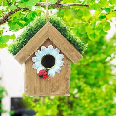 China Sustainable Miniature Design Cheap Water Proof Eco-Friendly Build And Paint Wholesale DIY Modern Home Outdoor Wooden Bird House Cage Nest for sale