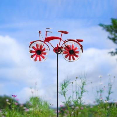 China 3D Air Garden Decoration Windmill Kenetic Wheel KD Old Bike Outdoor Metal Custom Spiral Wind Spinners for sale