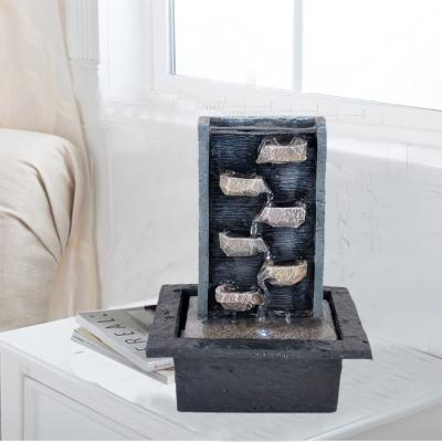 China Morden Mini Laminar Rock Home Decorative Water Fountain Waterfall Indoor Decoration Small Modern Artificial Resin Table Top For Sale for sale