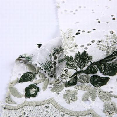 China New Style Fashion Voile Embroidery Cotton Eyelet Fabric Hot Selling White Custom for sale