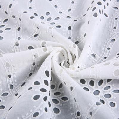 China Fashion design high quality hole supply eyelets plain white cotton voile embroidery fabric for sale