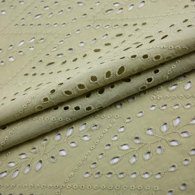 China Fashion Most Popular Solid Color Voile Eyelet Costume Cotton Fabric With Embroidery for sale