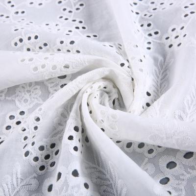 China Newest Design Fashion Eyelet White Japanese Cotton Voile Net Embroidery Fabric With Holes for sale