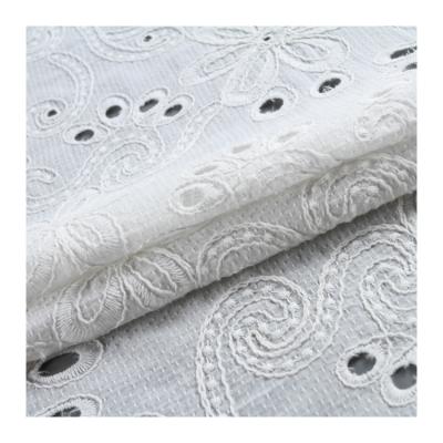 China Pure White Fashion Cotton 100 Embroidery Rope Lace Fabric for sale