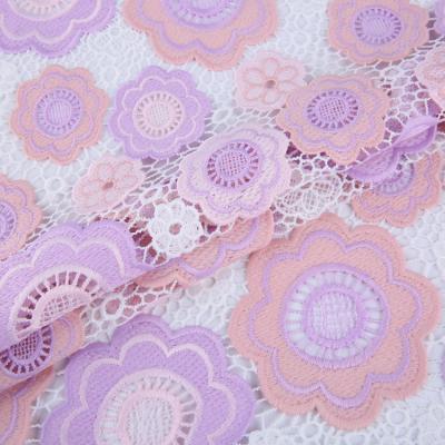 China Multi Color Fashion Flower Design Chemical Lace Embroidery Fabric For Clothes Dress for sale