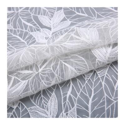 China Fashion China Supplier Leaf All Over Embroidery Soft Women's Clothing Organza Fabric Roll for sale