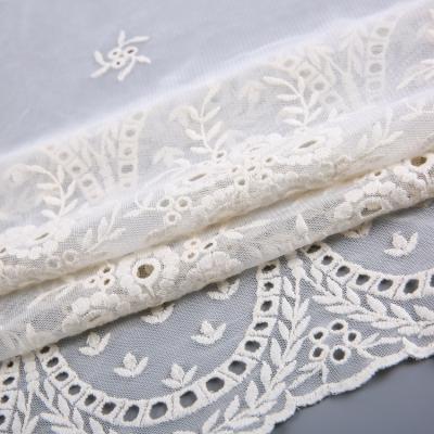 China Wholesale High Quality Anti-Static Border Eyelet Tulle Embroidered Fabric Embroidery Mesh for sale