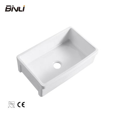 China 29 Inch High Quality White Ceramic Faucet Sanitary Ware Undermount White Farmhouse Under Mount Kitchen Sinks for sale