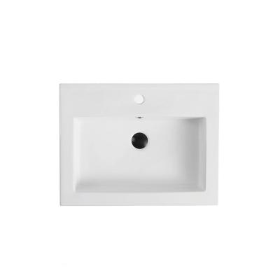 China BINLI Ceramic Countertop Table Ware Rectangle Top Sanitary Modern Glossy White Bathroom Sink 23 Inches for sale