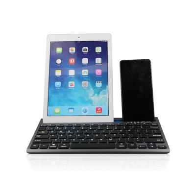 China Anti-ghosting rechargeable BT keyboard with phone holder, BT3.0 and BT5.0 and 2.4Ghz radio for sale