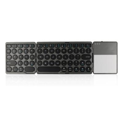 China Hot Sale Slim Portable Anti-ghosting Mini Pocket Folding BT Triple Keyboard With Touchpad for sale