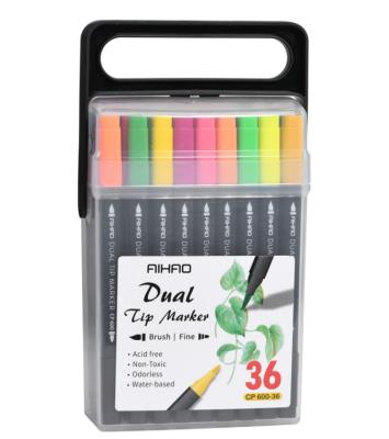 China Hat Off Double Point Stationary Pen Sets 36 Colors Art Supplies Art Marker Pens for sale