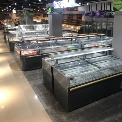 China Single-temperature Lintee Supermarket Seafood Ice Cream Display D Freezer Chest Freezer Frozen Island Freezer for sale