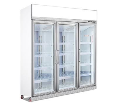 China Single-temperature Commercial Refrigerated Showcase Glass Door Beverage Display Fridge Supermarket Refrigerator for sale