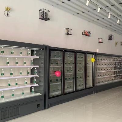 China Lintee Factory Price Single-temperature Fan Cooling Upright Multical Glass Door Refrigerator Showcase Supermarket Freezer for sale