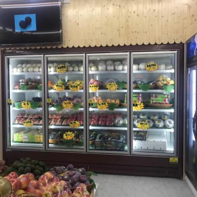 China Single-temperature Cooling Lintee 220v Fan Ice Cream Door Fridge Freezer Display Supermarket Glass Fridge for sale