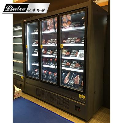 China Supermarket Frozen Ice Cream Display Freezer Single-temperature Lintee Seafood Glass Door Refrigerator Freezer for sale