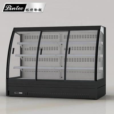 China Lintee Supermarket Open Single-temperature Fruit Showcase Beverage Cooler Fridge Refrigerator for sale