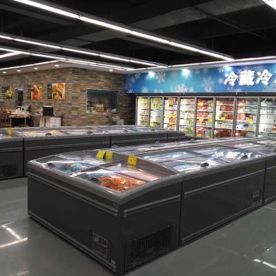 China Single-temperature Lintee Supermarket Frozen Food Display Freezers to Fish Combination Island Freezer for sale