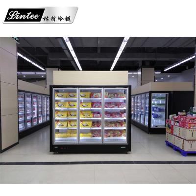 China Single-Temperature Single-temperature Lintee Vertical Multi Glass Door Supermarket Freezer Fridge Cooler Drinks Fridge for sale