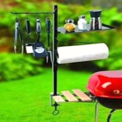 China Easy Gather Kitchen BBQ Tool Organizer Iron Storage Rack Cooks Tool Towels Hanger Roll Paper Holder Cupboard Shelf Hanging Hooks On Table for sale