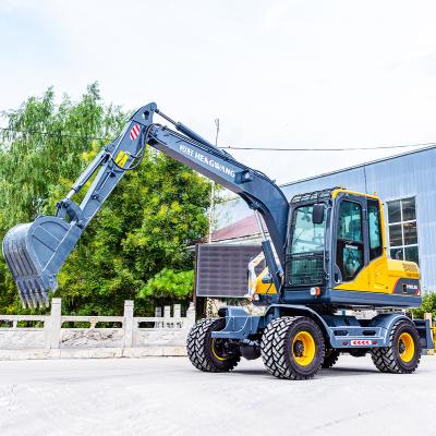 China Cheap Farms HW80L Mini Excavators Machine 8T 9T 10T 8 Ton Wheel Excavator for sale