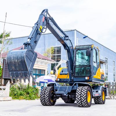 China Hoists Hot Sales Hydraulic Digger Excavator Cheap Bagger 8 Ton Wheel Excavators Large Big for sale